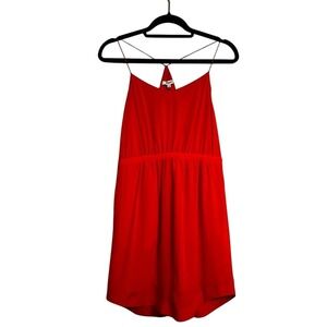 Madewell Silk Starview Cami Mini Dress Red Sleeveless Halter Pockets Sz 4 Small